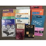 A selection of vintage car workshop manuals etc.