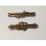 Two Edwardian brooch one marked 9 ct