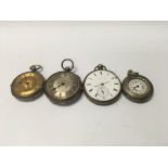 Four silver cased pocket watches