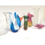 A collection of cut glass and Murano coloured glass. (a lot)