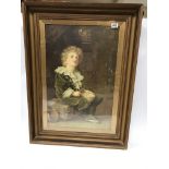 A large gilt and glazed framed pears print.