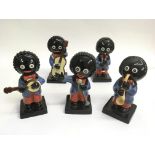 Five, limited edition Carltonware Golly band figur