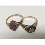 Two 9carat gold rings set with a small diamond and