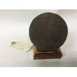 A 5.5 inch 22lbs cannon ball found during excavati