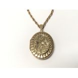 A 9carat gold locket with attached chain total wei