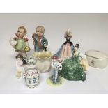 A collection of ceramics comprising a small Bellee