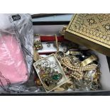 A box of good mixed costume jewellery, watches coi