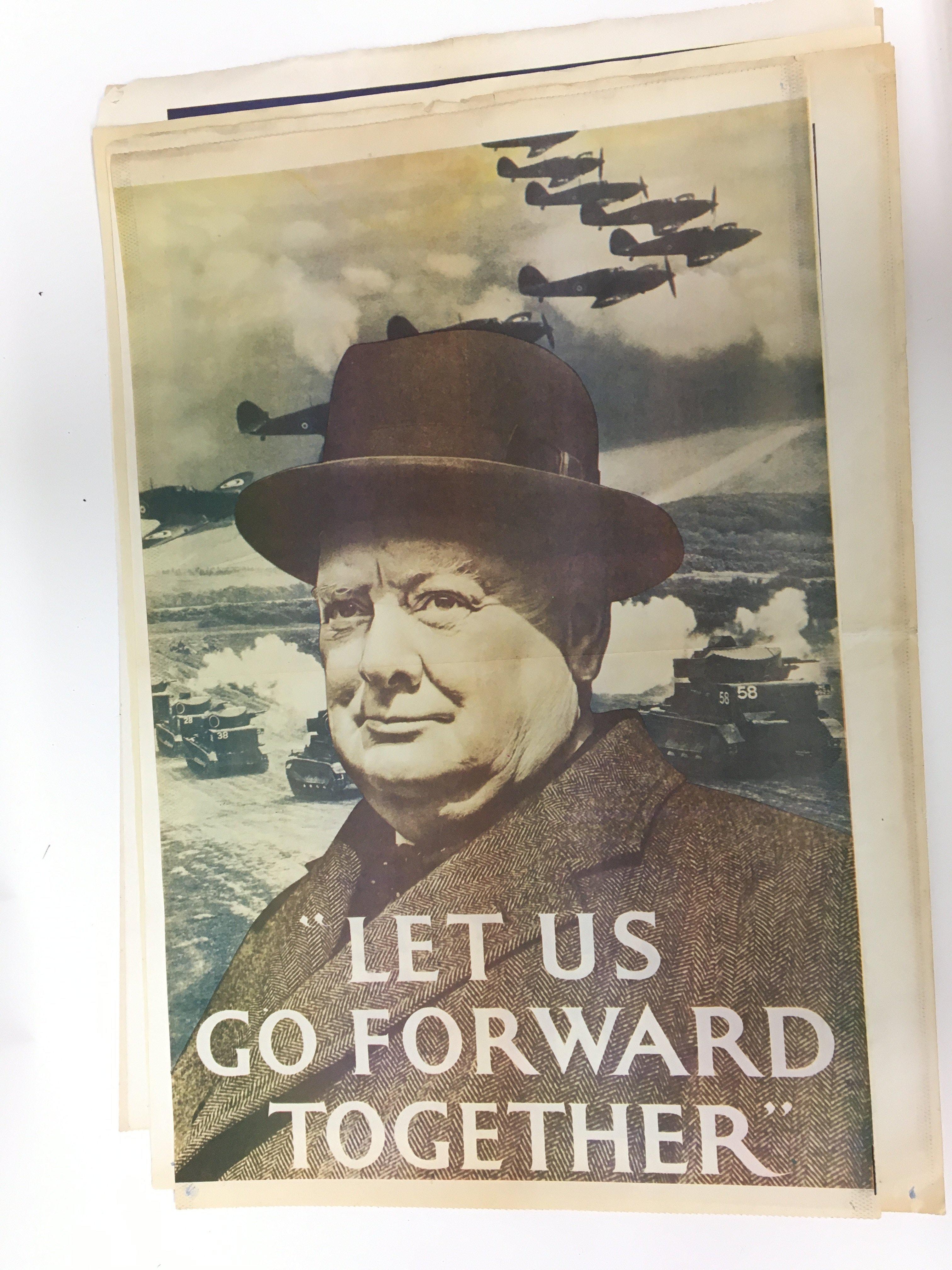 Ten old war time Unframed posters - Image 9 of 10