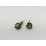 A pair of small emerald and diamond earrings, appr