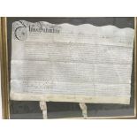 Two framed and glazed indentures, one dated 1684.