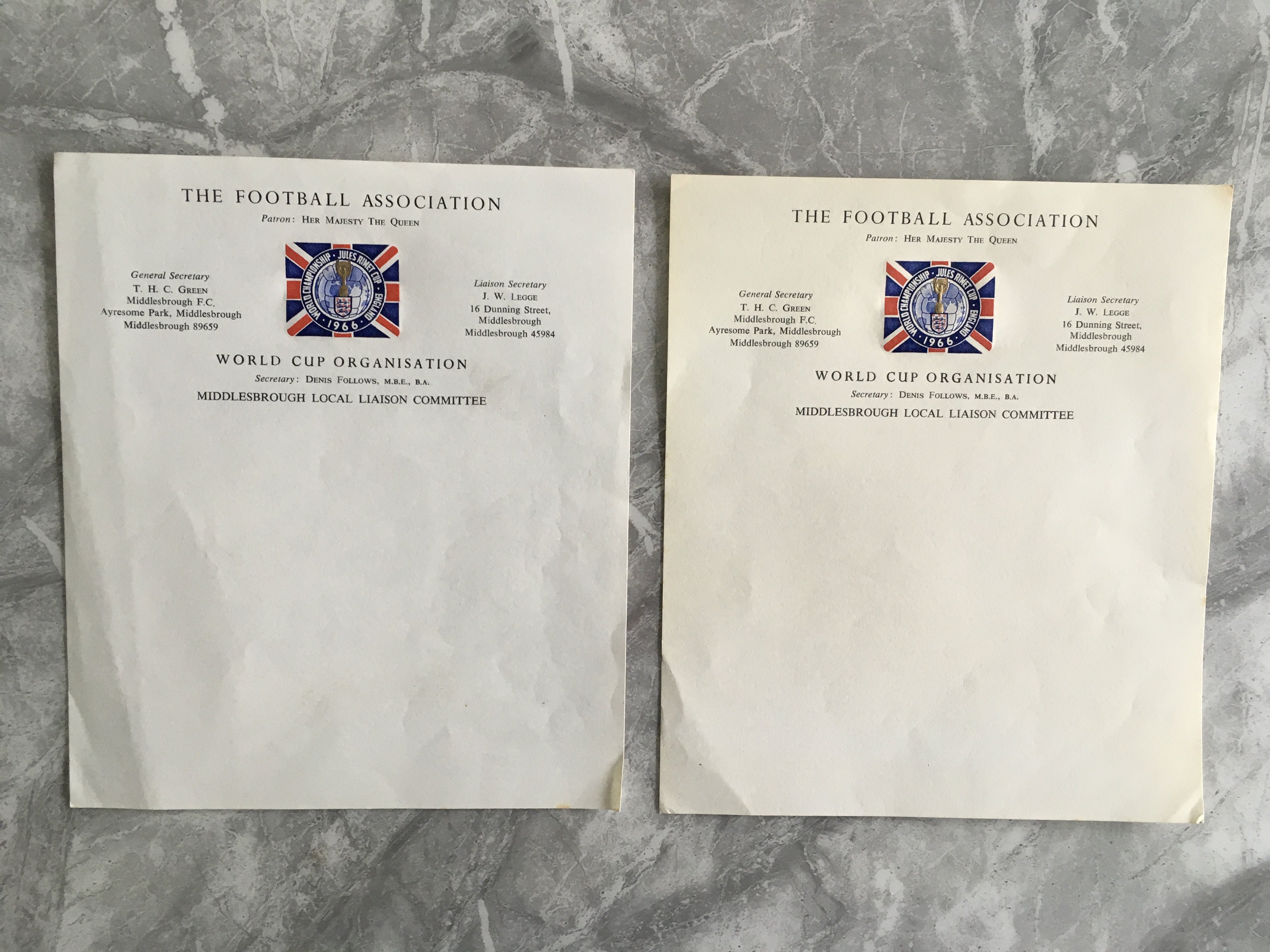 1966 Football World Cup Draw Invite + Letters: Unwritten invitation to the draw, 2 headed letter - Image 3 of 3