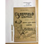 1900/01 Sheffield v Glasgow Football Programme: Rare Inter City Match with a mixture of players from