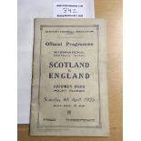 1925 Scotland v England Football Programme: Very good condition full International with no team