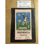 1966 Malaga v Tottenham Football Ticket: Decorative ticket with football scene. Dated 14 8 1966 from