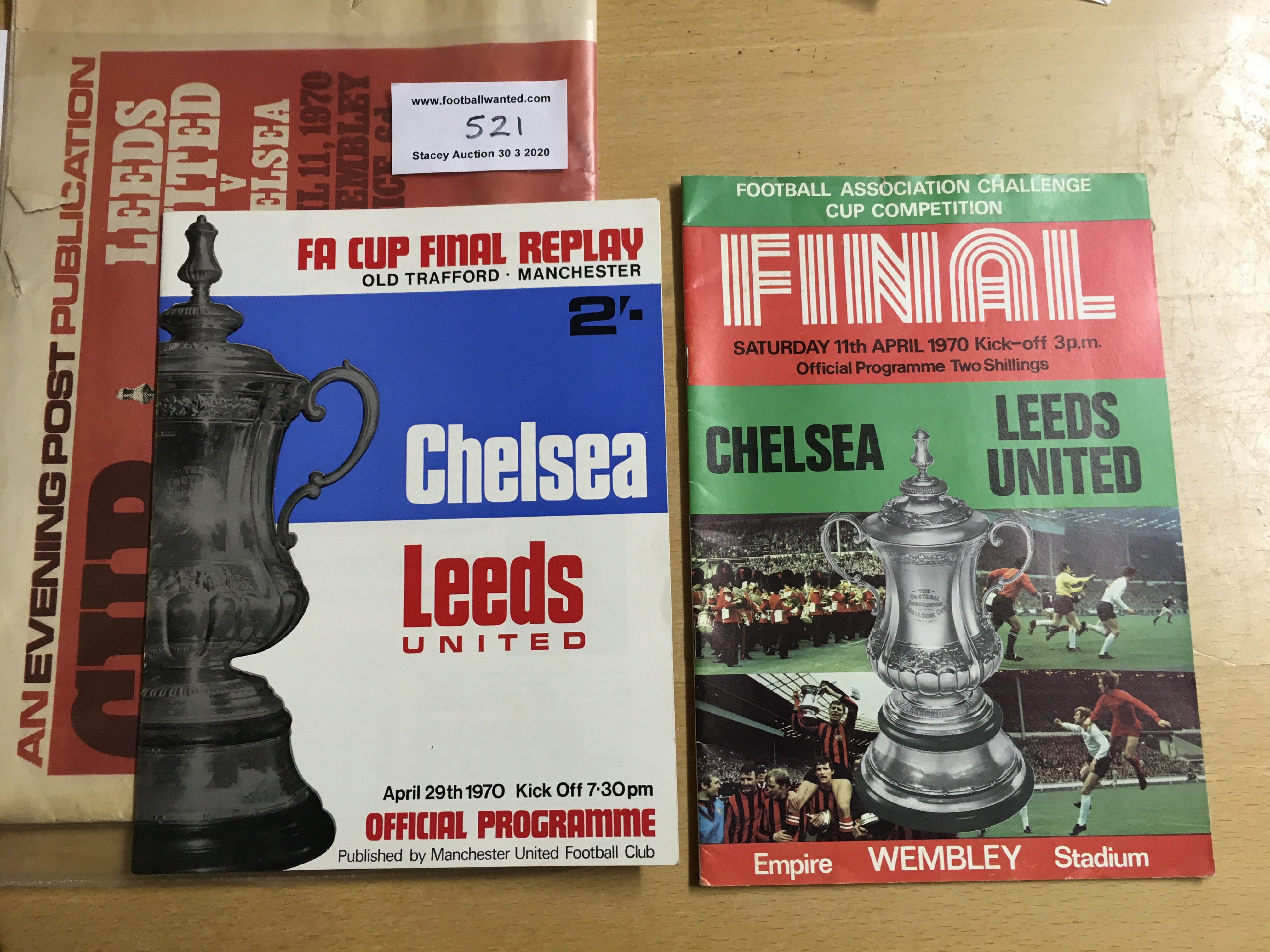 1970 FA Cup Final + Replay Programmes + Tickets: Chelsea v Leeds United to include both programmes