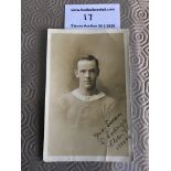 Bill Cartwright Chelsea 1908 Signed Football Postcard: Original postcard from Ben Warrens family,