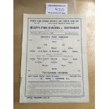 43/44 QPR v Tottenham Football Programme: Dated 4 9 1943 with no team changes. Good with tear on