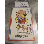 Alan Ball England Signed World Cup Willie Football Postcard: Original postcard with World Cup