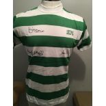 1967 European Cup Final Signed Celtic Football Shirt: Short sleeve green and white replica shirt