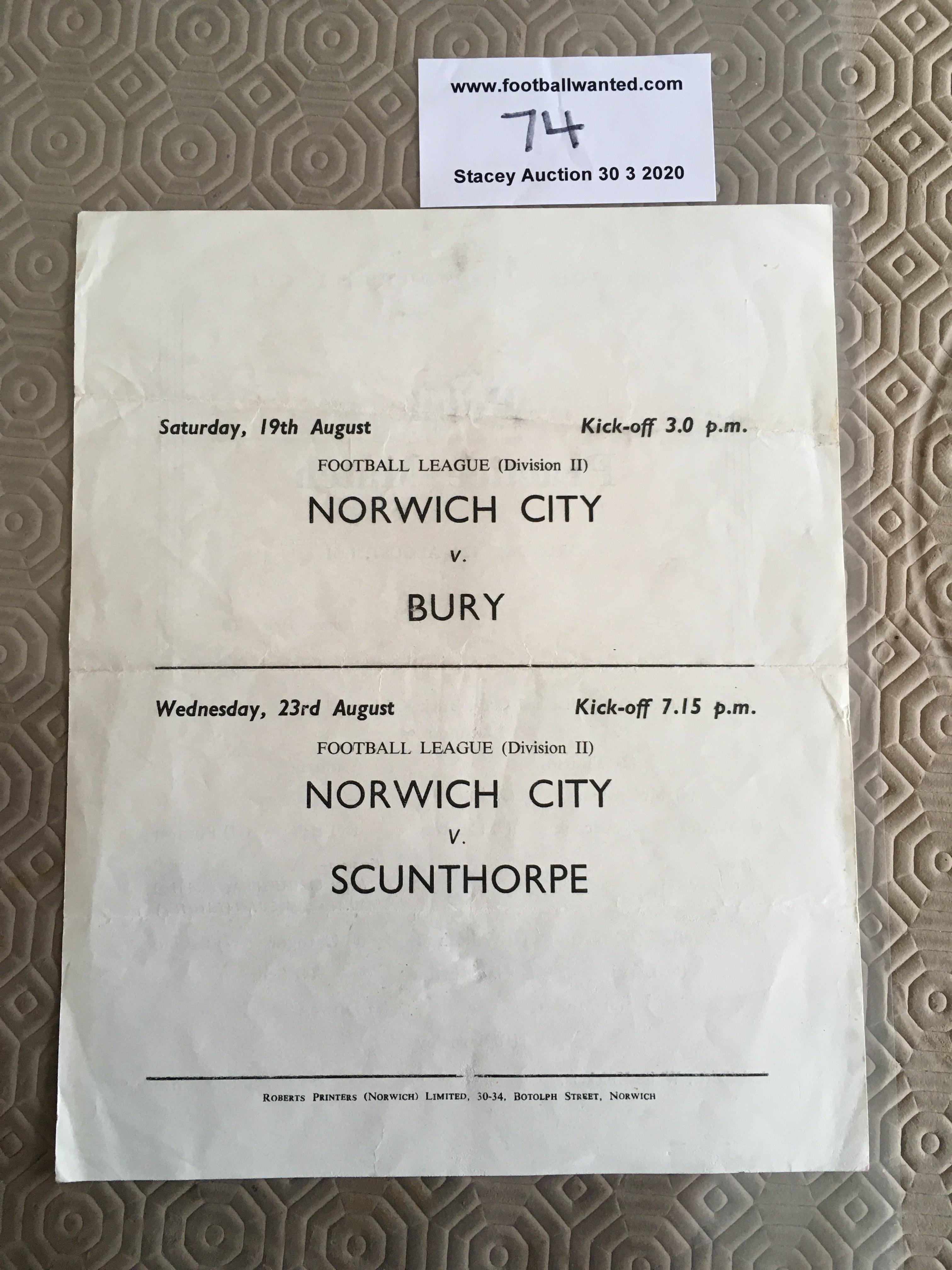 61/62 Norwich City Practice Match Football Programme: Single sheet in good condition with no writing - Image 2 of 2