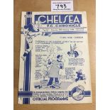 38/39 Chelsea v Brentford Football Programme: Dated 25 2 1939 in excellent condition with no team