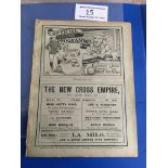 1910/11 Millwall v Brighton First Den Match Football Programme: First team Southern League