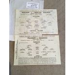 43/44 Fulham Home Football Programmes: Single sheets v Crystal Palace League fair and Reading