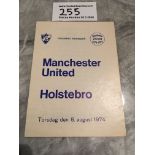 74/75 Holstebro v Manchester United Football Programme: Small 4 pager pre season friendly with no