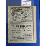 1910/11 Millwall v Norwich City Football Programme: First team Southern League Division One match