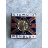 1966 Football World Cup Stewards Badge: Excellent condition badge with word Steward Wembley either