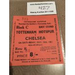 61/62 Tottenham v Chelsea Football Ticket: Excellent condition dated 30 12 1961 for the League