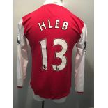 2007/2008 Arsenal Match Worn Football Shirt: Long sleeve red Nike shirt with Fly Emirates