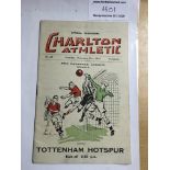 32/33 Charlton v Tottenham Football Programme: Dated 31 12 1932. No team changes but light fold.