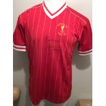 1984 European Cup Final Signed Liverpool Football Shirt: Short sleeve replica red shirt with genuine