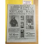 1922 Wales v Scotland Football Programme: Excellent condition 4 pager dated 4 2 1922. No team