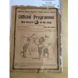 1919/20 Tottenham Reserves v Crystal Palace Football Programme: London Combination in poor