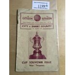 34/35 York City v Derby County FA Cup Football Programme: Good condition with rusty staples. No team