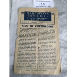 1944 War Cup Semi Final Football Programme: Manchester City v Blackpool in poor/fair condition