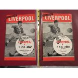 64/65 Cologne v Liverpool Football Programmes + Memorabilia: Both the postponed and played home