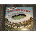 1966 Football World Cup Ale Memorabilia: Large 20 x 17 inch Watney Mann sign featuring Wembley