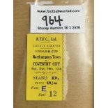 30/31 Northampton Town v Coventry City FA Cup Football Ticket: Left hand counterfoil with match