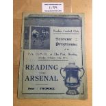 34/35 Reading v Arsenal FA Cup Football Programme: Very good condition with no team changes.