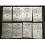 45/46 Liverpool Home Football Programmes: League matches in fair/good condition. Single sheets