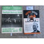 1950s Hibernian v Manchester United Football Programmes: At Hibs on 15 11 1954 and at Old Trafford