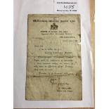 1898 Wolverhampton Wanderers Dinner Invite Letter: On Wolves headed paper a letter dated 30 4 1898