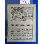 1910/11 Millwall v QPR Football Programme: First team Southern League Division One match dated 4 3