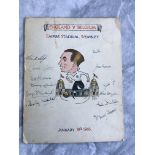 1946 England v Belgium Signed Advertising Poster: Superb design on 12 x 9 inch card featuring a