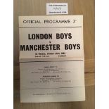 61/62 Tottenham Boys v Manchester Boys Football Programme: Dated 23 10 1961 played at White Hart