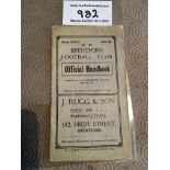 1923/24 Brentford Football Handbook: 32 page handbook in good condition. Great picture profiles