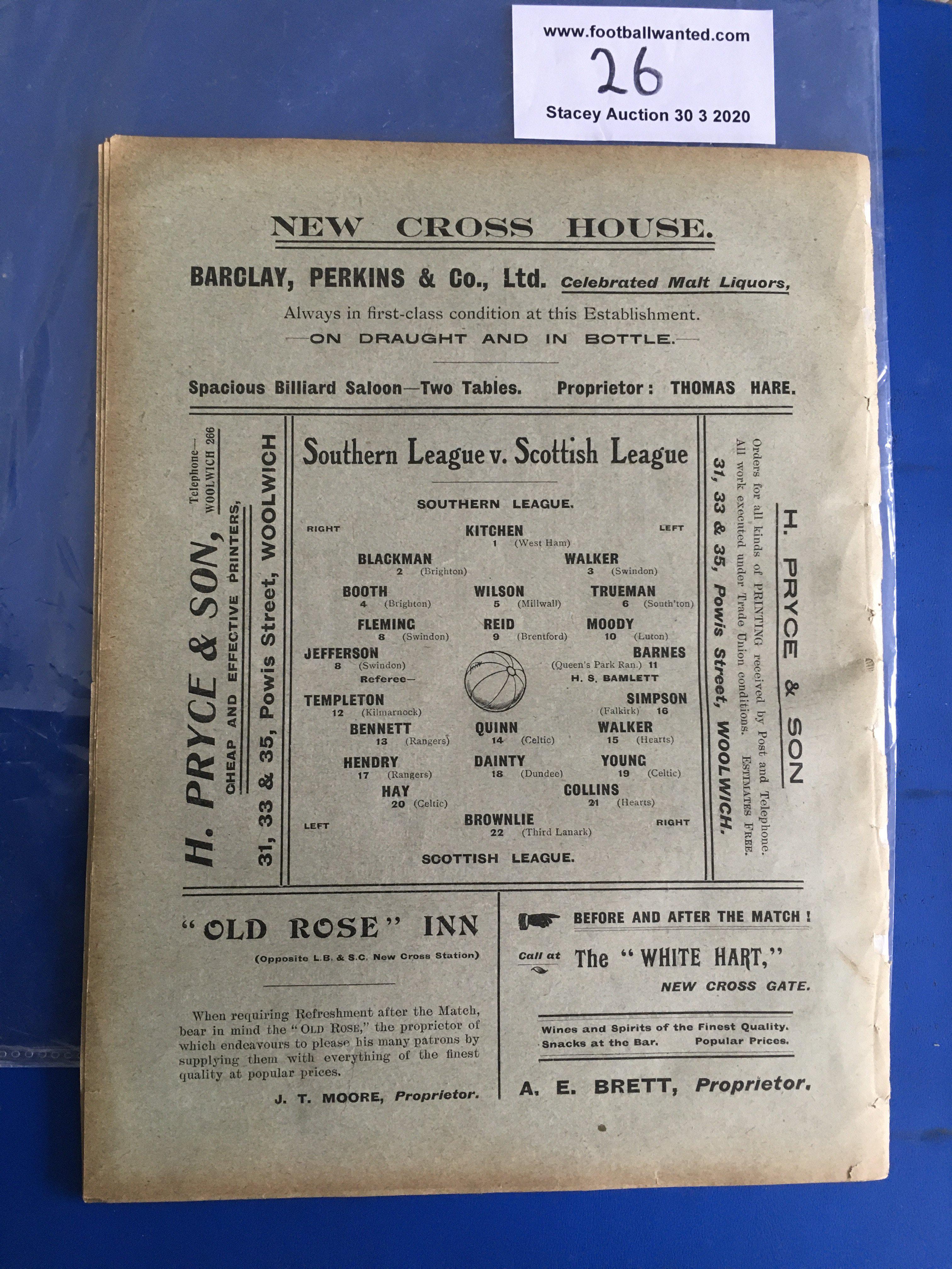 1910/11 Southern League v Scottish League Football Programme: Dated 24 10 1910. Good condition 8 - Image 2 of 2